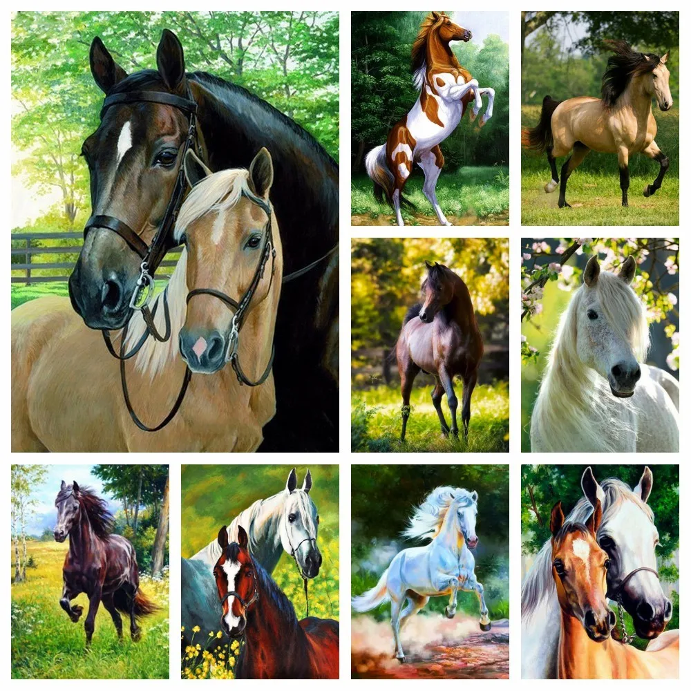 

MomoArt 5D Diamond Embroidery Animals Diamond Painting Horse Full Drill Square Mosaic Rhinestones Wall Painting Decor