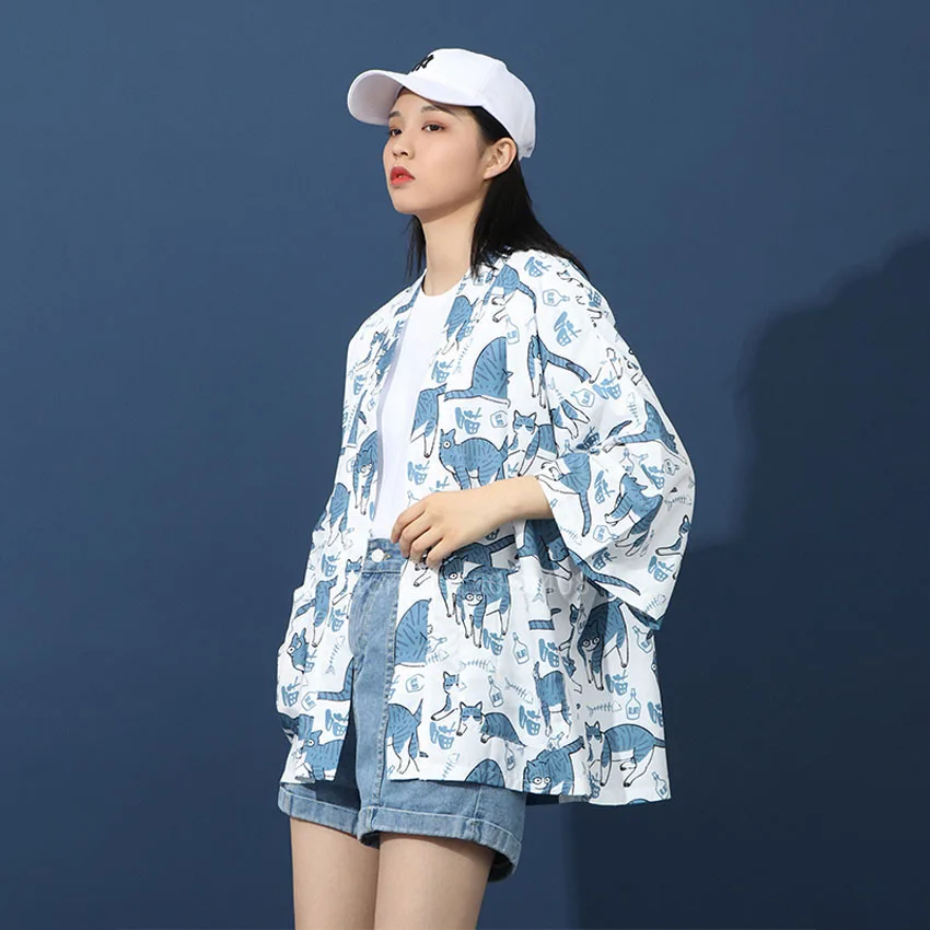 Японская традиционная одежда кимоно Haori пляжная Женская Харадзюку летняя Тонкая