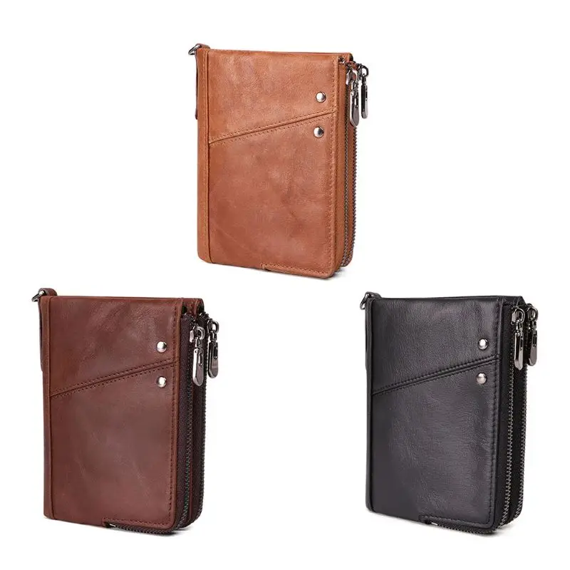 

THINKTHENDO Vintage Men's Genuine Leather RFID Wallet ID Money Credit Card Holder Money Pocket Male Luxury Bags Designer Wallets