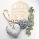 Новые подвесные деревянные бусины с кисточками в форме сердца, украшение для детской комнаты, игровой тент, занавеска для кровати с украшением, декор для комнаты