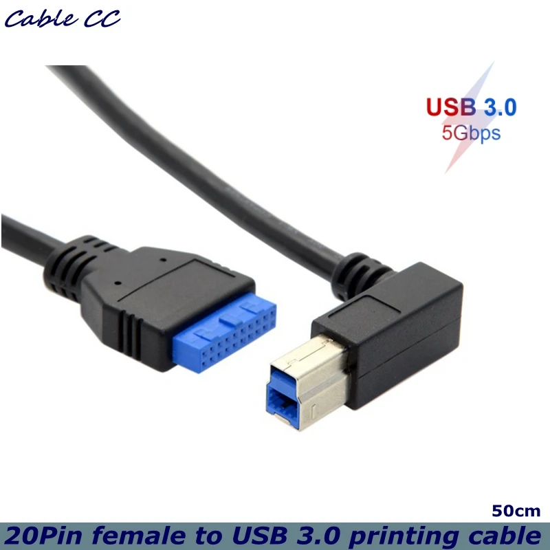 

5 Гбит/с 90 градусов левый Угловой USB 3,0 B Тип папа к USB 3,0 материнская плата 20pin 20p заголовок адаптер кабель USB3.0 BM кабели