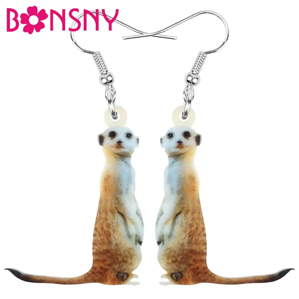 Женские акриловые серьги капельки Bonsny сережки подвески в виде животных