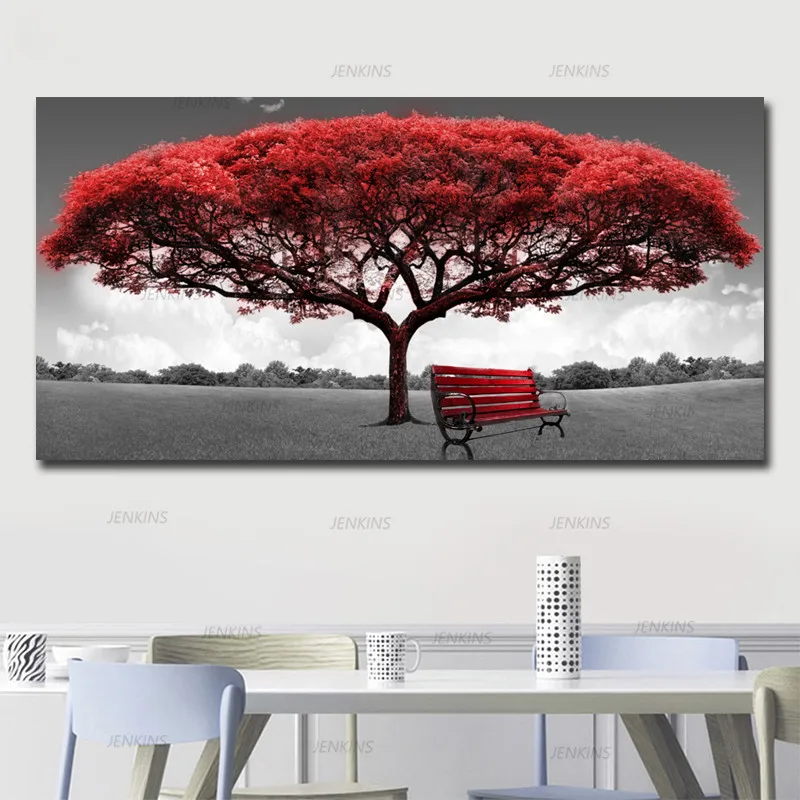 

Wall Art Modern Red Money Tree Canvas Posters Prints Unframed Wall Pictures for Office Living Room Home Decor Artwork
