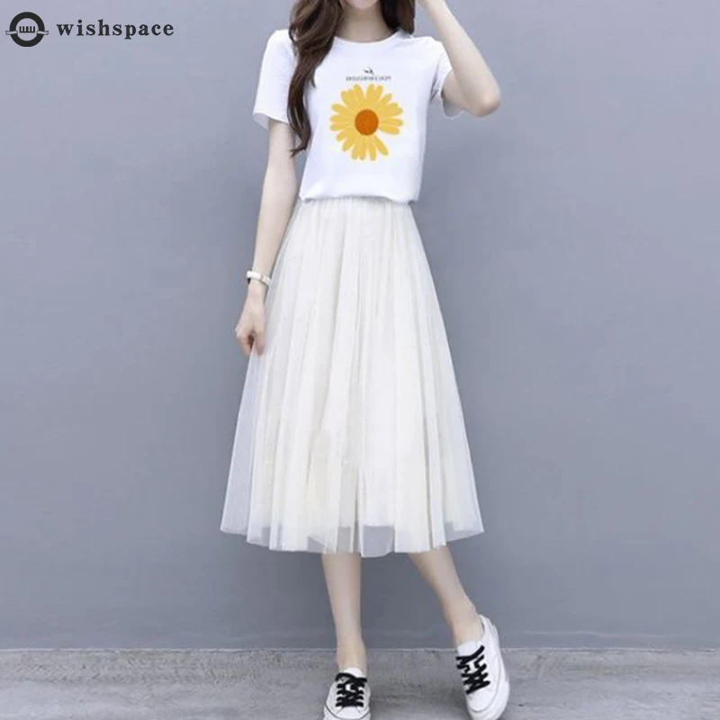 

Ln The Summer of 2022 Han Edition Dress Suit Two-Piece New Students Cultivate One's Morality Show Thin Daisy T-Shirt Long Skirt