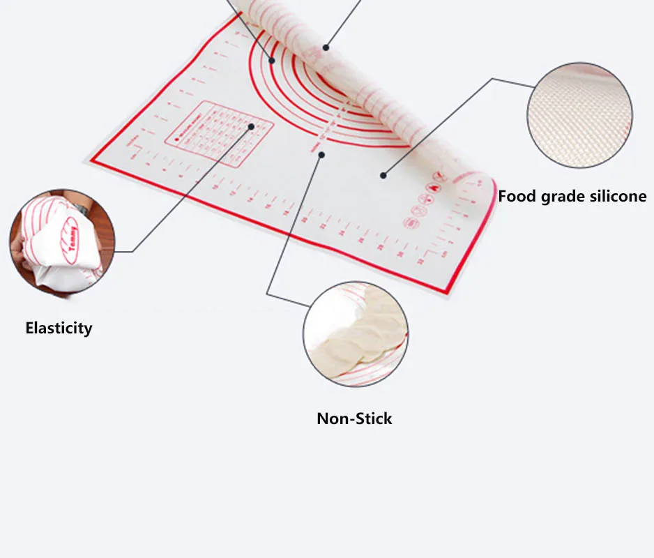 Силиконовый коврик для выпечки со шкалой замеса теста антипригарный