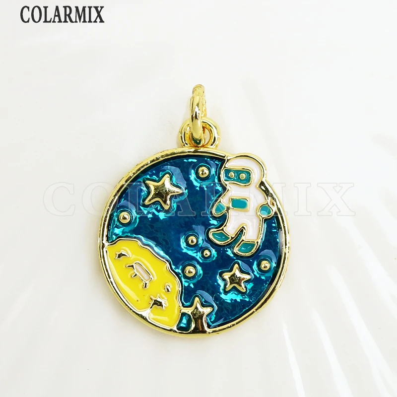 

12Pcs Astronaut Planet Style pendant Enamel Jewelry Colorful Jewelry charms for jewelry making 8633