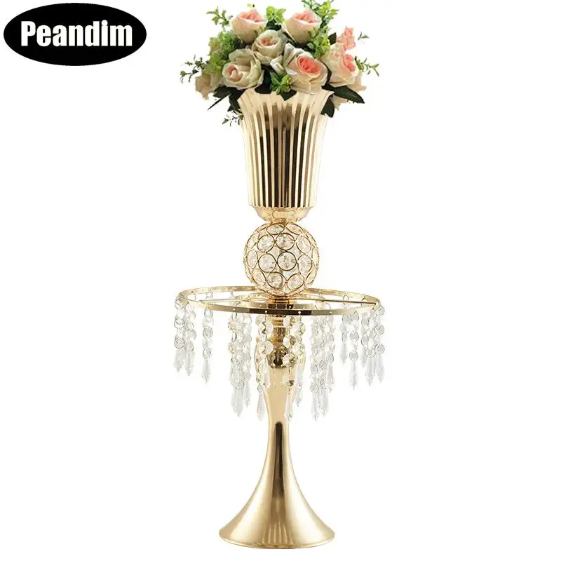 PEANDIM Золотая ваза для цветов элегантные свадебные центральные канделябры