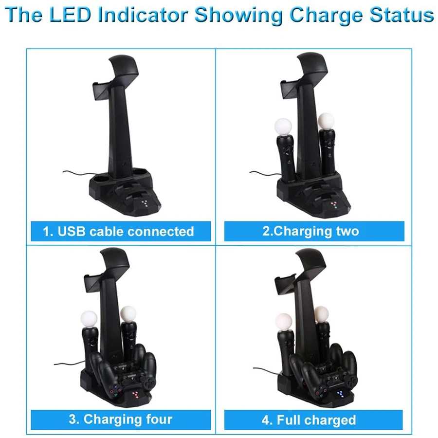 PSVR PS4 Console Charging Dock Station Charger Stand & Controller PS VR Storage Showcase Accessories | Электроника