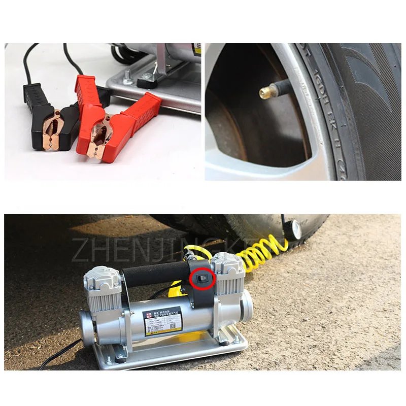 

12V/24V/220V Portable Air Pump Desert Off-Road Vehicle Large Power Metal Car Inflator Double Cylinder Small Tires Inflated Pump