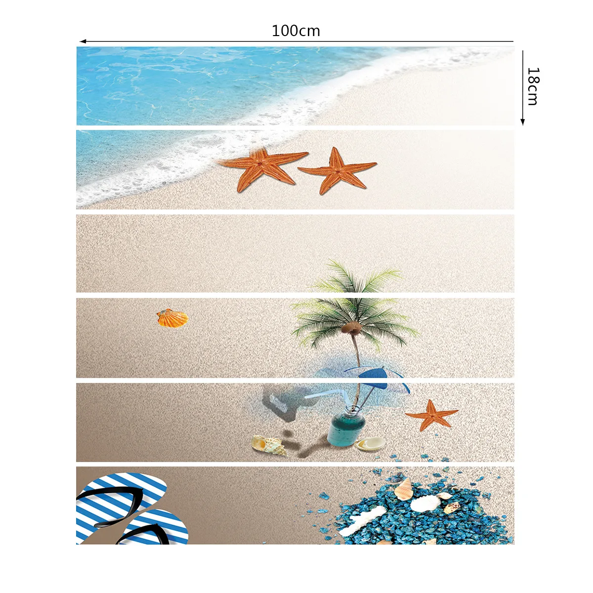The Beach 3D Tiles Pattern Stair Stickers Decals Removable Waterproof Stairway Vinyl Stickers For Home Decor Decorative Sticker