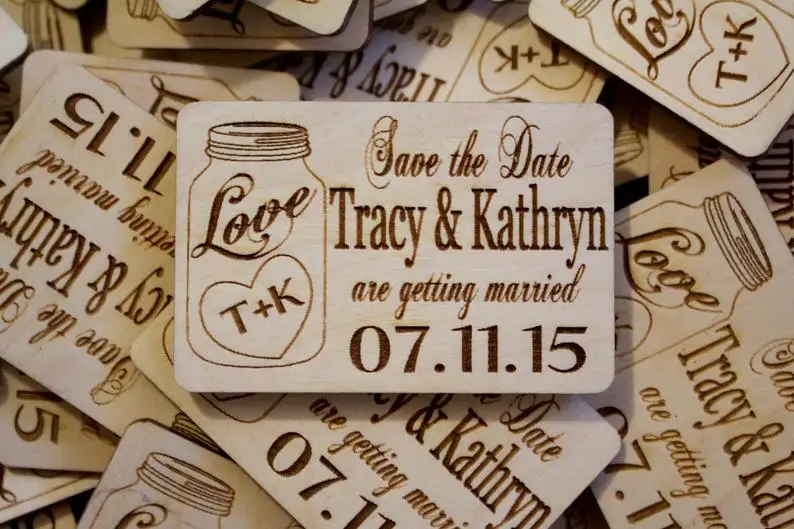 Деревенский лазер для сохранения даты деревянные магниты каменная банка