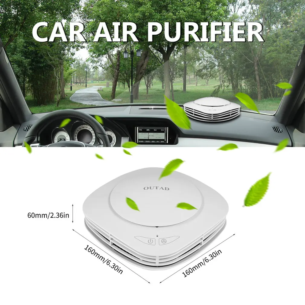 

Outad Air Freshener Cleaner Car Air Purifier With Negative Ion Generator Activated Carbon Integrated Filter Aroma Storage Box