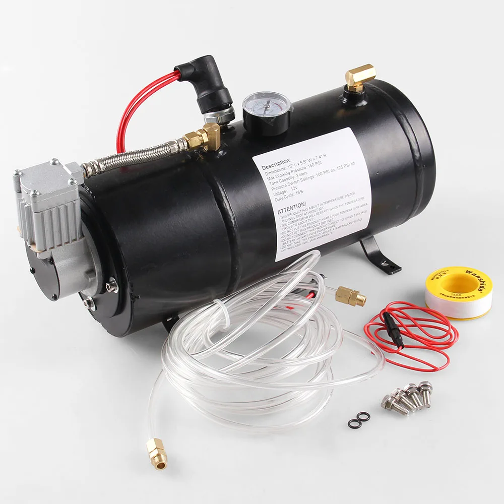 12v воздушный компрессор с 3 литра цистерны для воздуха рог поезд грузовик RV пикап 150 фунтов/кв. дюйм OT200-BK+ воздушный рожок