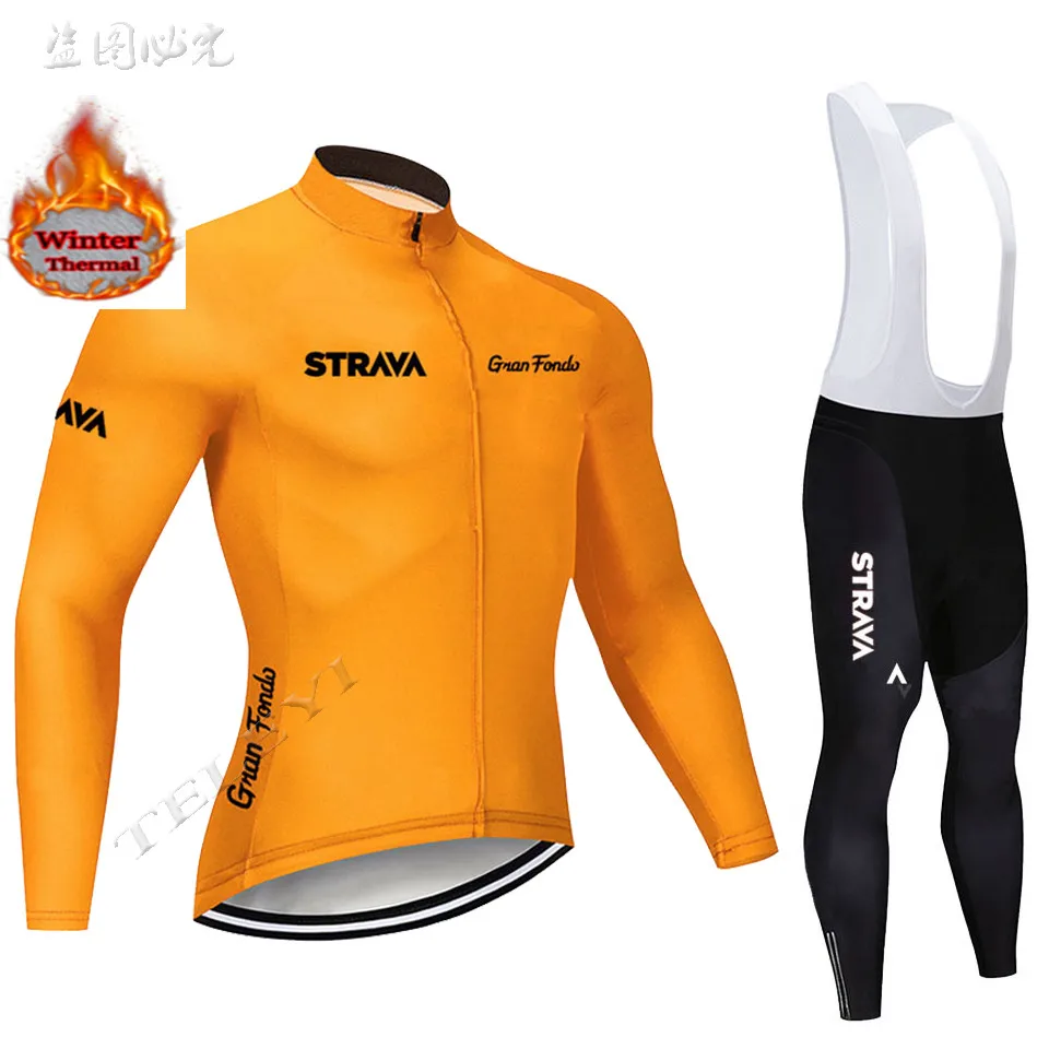 STRAVA велосипедная майка мужская pro team зимний теплый флисовый комплект с длинным рукавом MTB велосипедная Одежда Майо Ropa Ciclismo Hombre - Цвет: 11