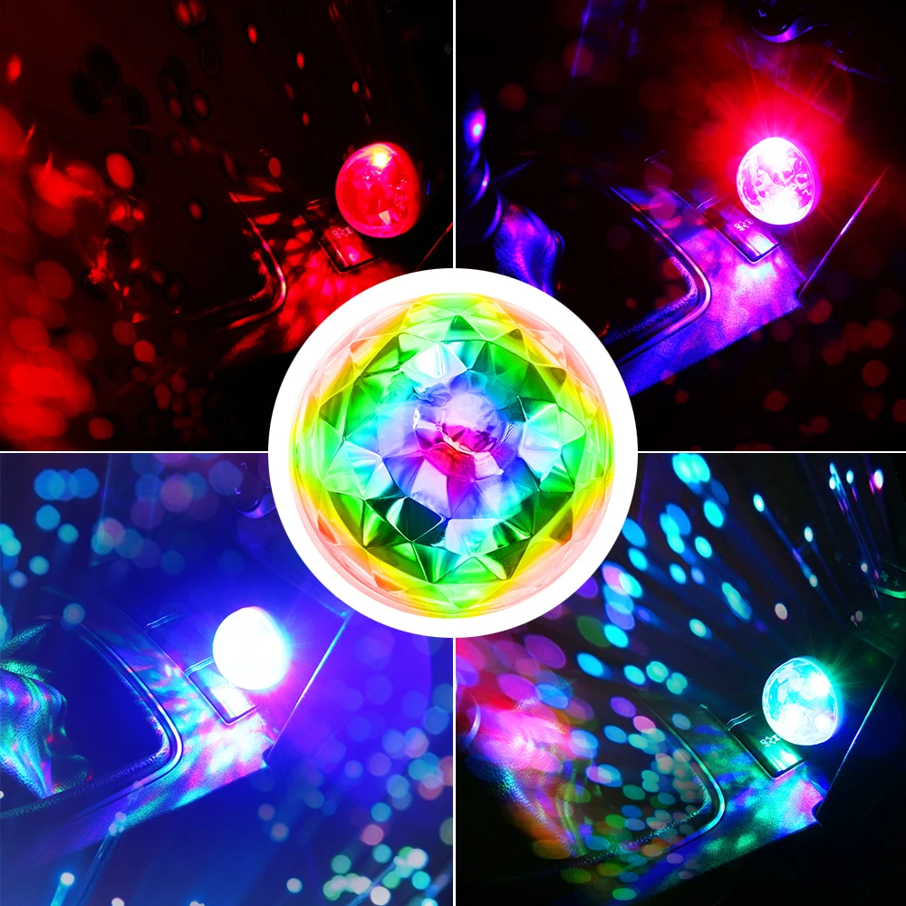 Автомобильное USB цветное атмосферное освещение вечеринки DJ светодиодный RGB свет