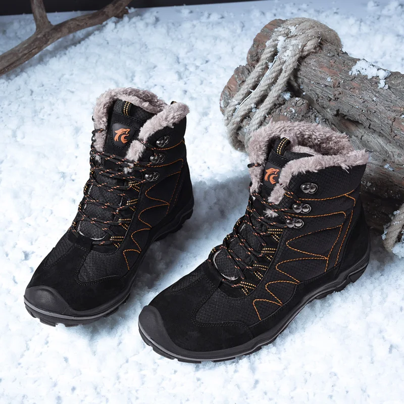 UEXIA очень теплые мужские ботинки на платформе зимние для мужчин толстая плюшевая