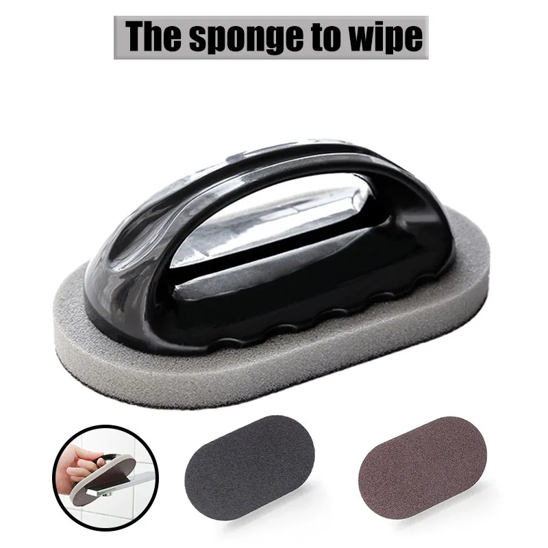 

Emery Sponge Kitchen Pot Brush Sink Scrubber Cleaning Sponge with Handle Scouring Pads for Rust Stone Pan Home Cleaning Tools