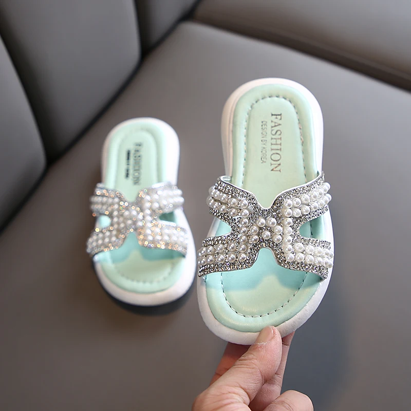 

children slippers shoes summer kids girls outdoor slippers casual shoes beach slippers soft bottom girl shoes beading slippers