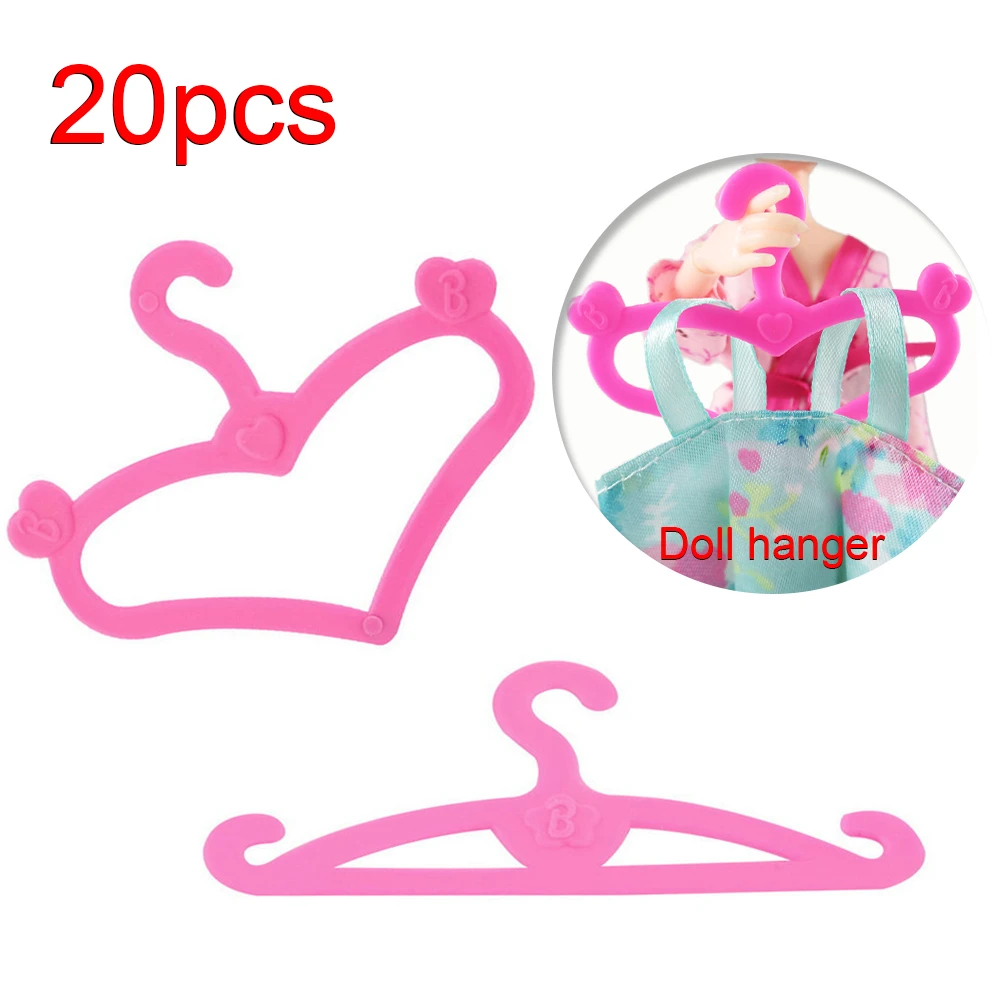

Inch 20 Pcs Pink Mix Plastic Hangers Cute Good Doll Accessories For Barbie Doll Clothes Dress Pretend Play House Girl's Accepted
