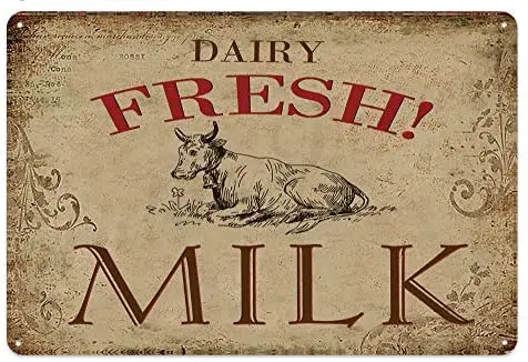 

Milk Farm Tin Sign Metal Sign Cow Retro Metal Signs 01-Tin Sign 12x16 inch