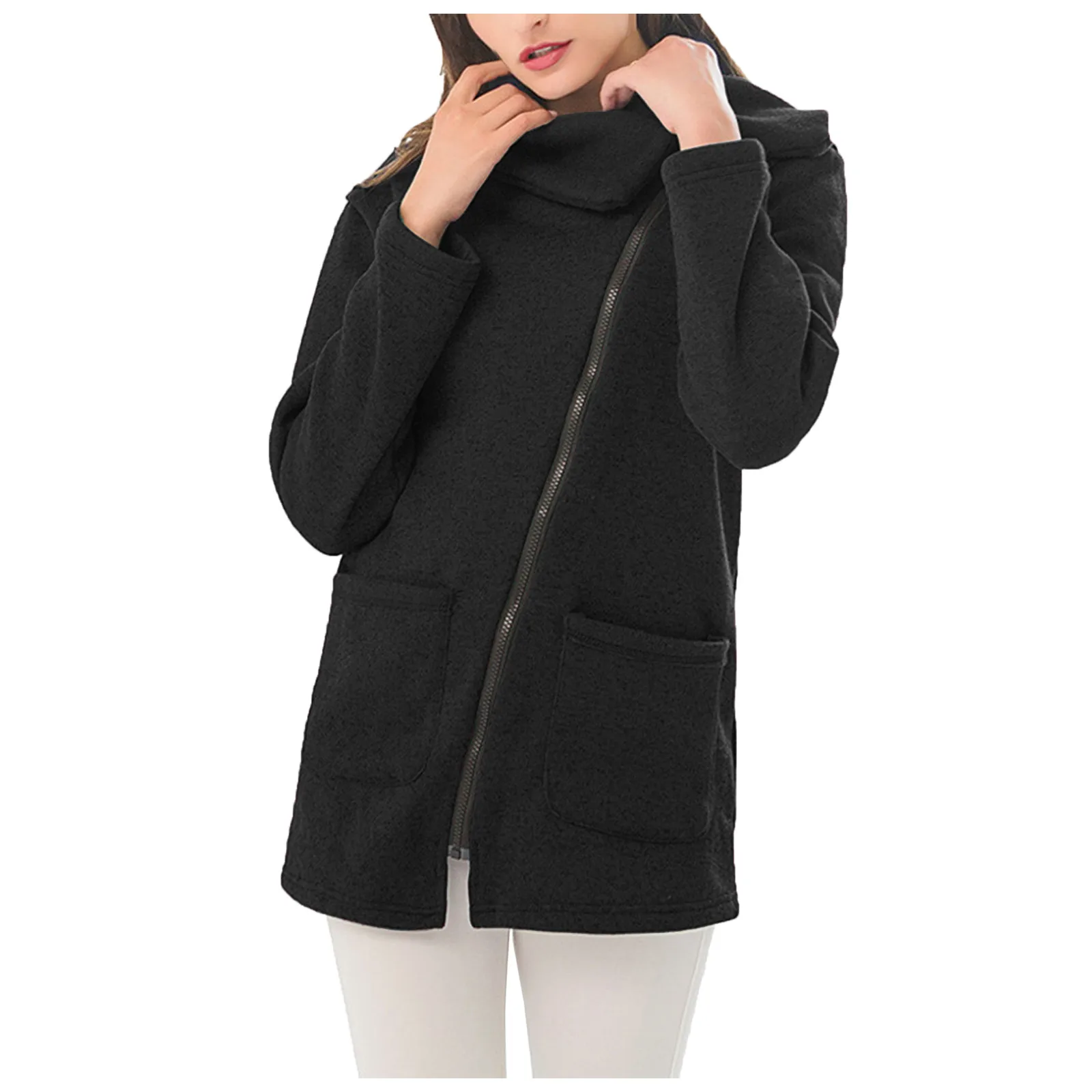 

Womens Fashion Winter Coat Long Sleeve Open Cardigan Casual Wool Coats Trench Jacket Ladies Warm Slim Long Overcoat Jacket