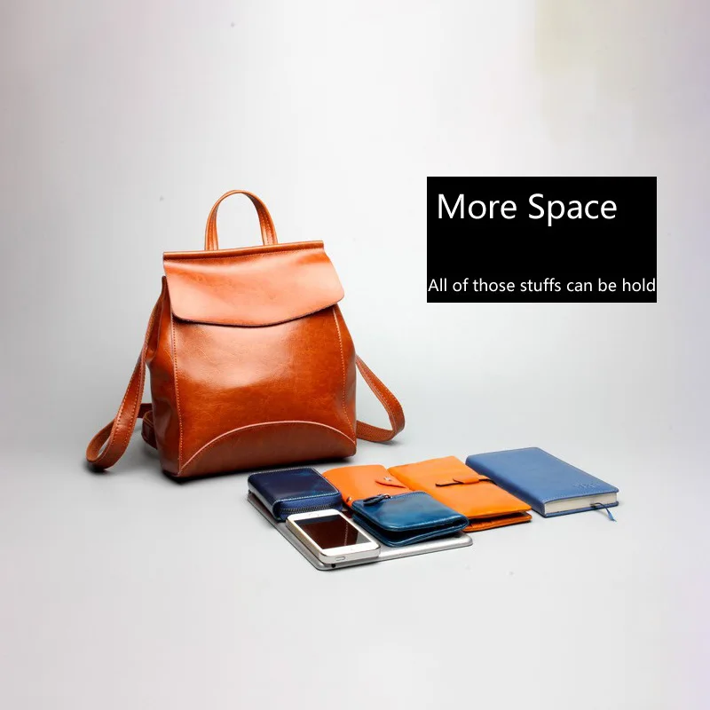 

LIKETHIS 100% Genuine Leather Backpack for Women Fashion Vintage Casual Notebook Schoolbag for Teenage Girl Travel Bag Mochila