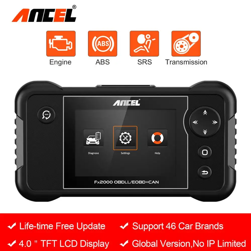Диагностический сканер Ancel FX2000 OBD2 4 системы ABS подушка безопасности автомобильный