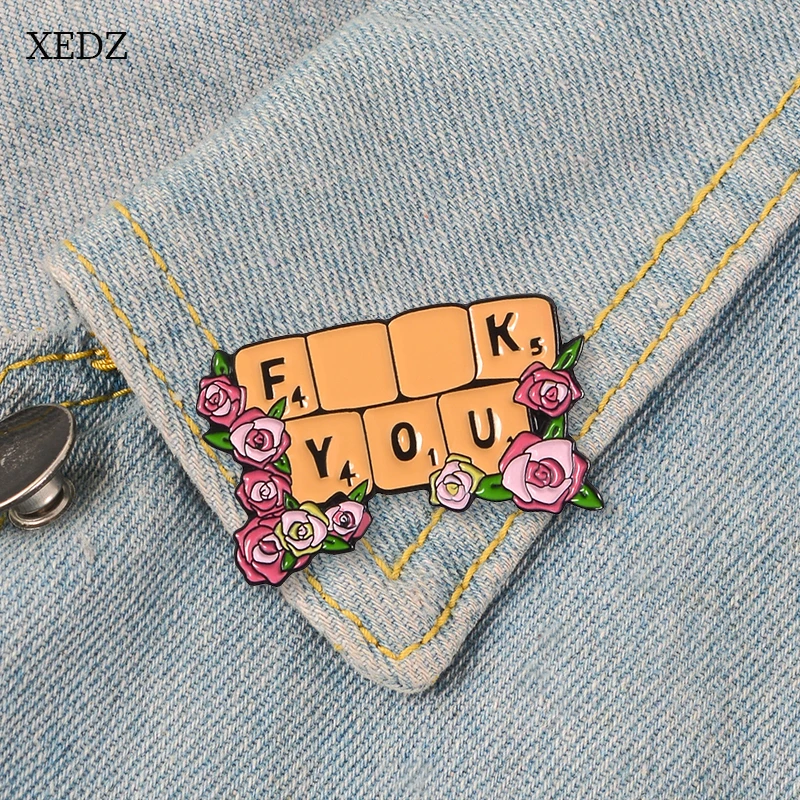 

XEDZ New yellow keyboard keys F U YOU brooch fashion personality computer hardware configuration badge clothing pendant jewelry