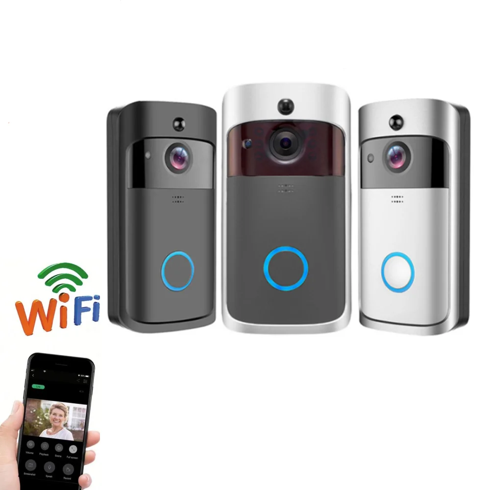 

V5 Wi-Fi рация, Домашняя безопасность, приветственный дверной звонок, двусторонний голос, беспроводная камера, умный телефон, визуальный пульт ...