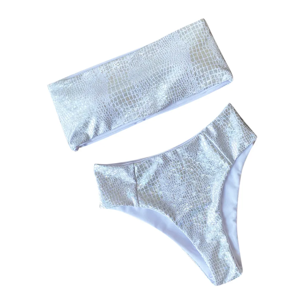 Swimwear Swimsuit Women's Swimming Suit Bikini 2020 Women Sexy Solid Strapless Breast Pad Set Split Bathing | Женская одежда