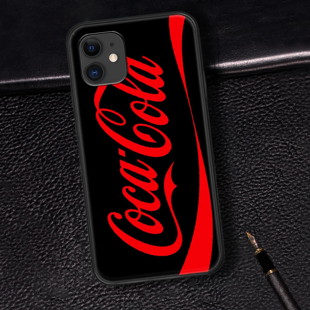 

Coca Coke Phone Case For Iphone 5 5S SE 2020 6 6S 7 8 Plus 11 12 Mini X XS XR Pro Max black Coque 3D Bumper Luxury Hoesjes