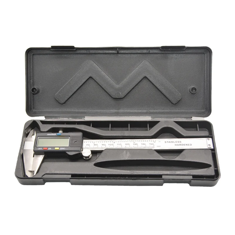 caliper with box 0-150 мм измерительный инструмент из нержавеющей стали цифровой суппорт messchieber paquimetro измерительный инструмент штангенциркуль 6 дюймов - Цвет: caliper with box