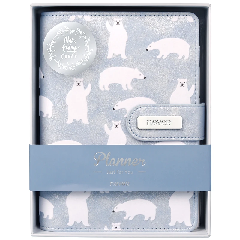 

Never Polar Bear A6 Loose Leaf PU Cover diary Relief Design Daily Planner Notebook Pu Notebook My Planner Notebook Personalized