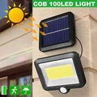 Уличный светильник с питанием от солнечной батареи и датчиком движения, садовый уличный светильник для охранной дорожек, настенная лампа с разделением, 100 светодиодов