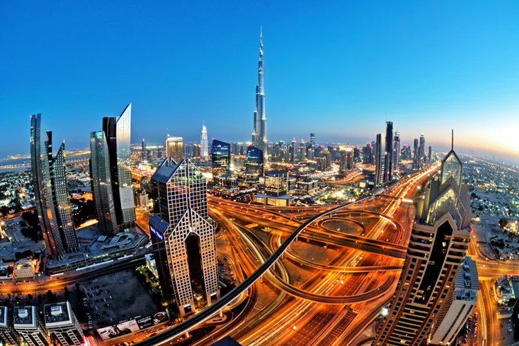 

Dubai Skyscrapers City Construction Nightscape 3D Photo Wallpaper Personality Restaurant Bar Cafe Industrial Decor Wall Paper 3D