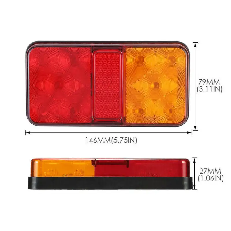 

Rear Tail Lights Turn Signal Waterproof 12V Black Truck 146 x 79 x 27mm 2pcs Kit