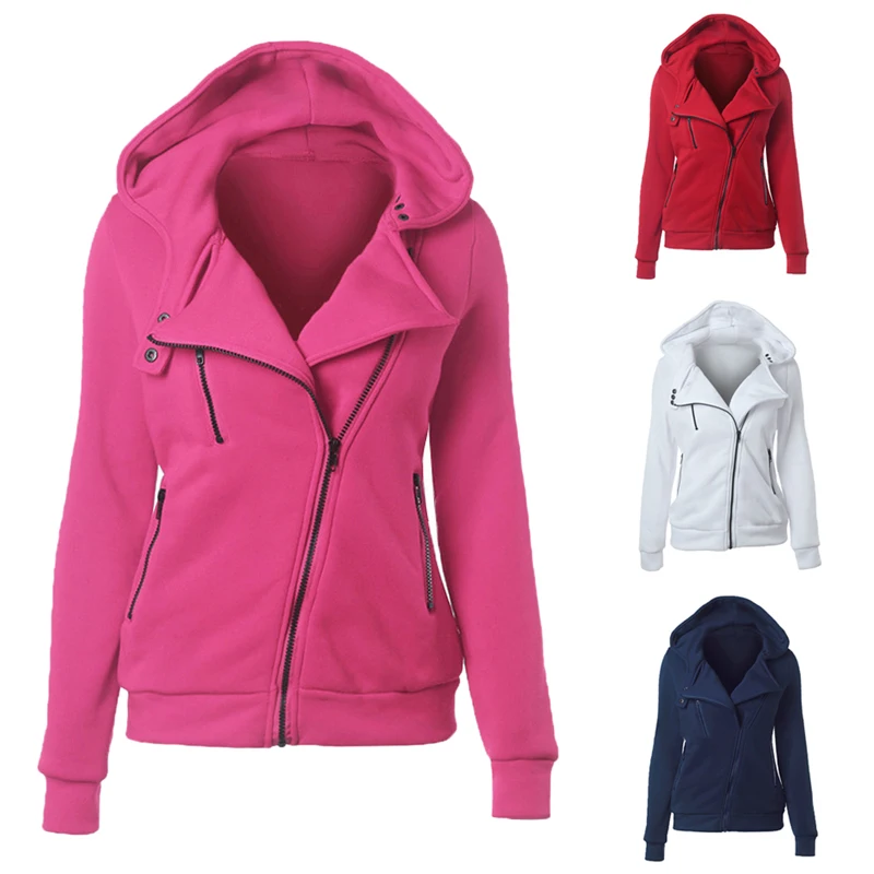 Новинка 2019 женские толстовки с капюшоном модные длинным рукавом куртки на молнии