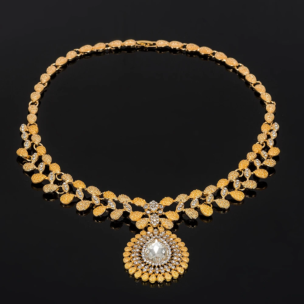 

MUKUN Dubai Jewelry Sets Classic Style Pendant Women Wedding Party Crystal Necklace Earrings Ring Bracelet Wedding Jewelry Sets