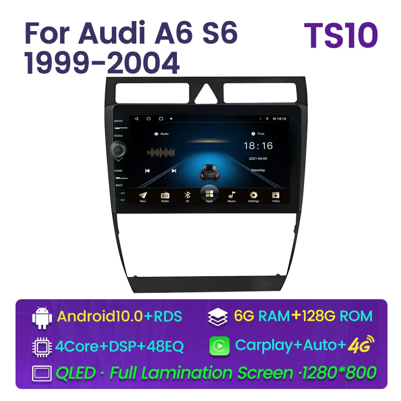 

TS10 DVD For Audi A6 C5 Car Radio 1997 - 2004 Display Modified WIFI Auto Radio Dashboard 2 Din Player Android GPS Navigation SWC