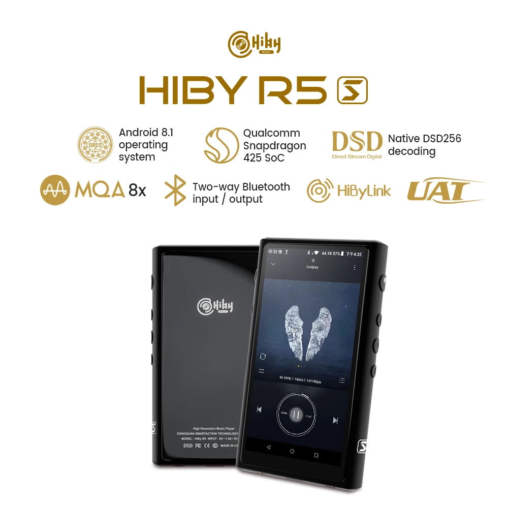 HiBy R5 Saber Music Player MP3 HiFi Lossless HiRes MQA/Tidal/Bluetooth/Dual CS43198/WiFi/Air Play/LDAC/DSD/aptX/ Android 8.1HiBy |