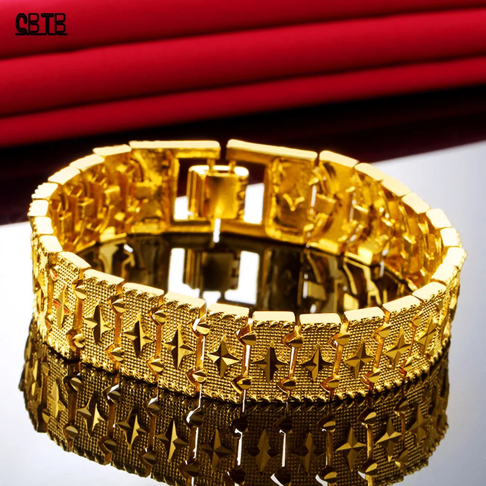 

High Quality Gold Bracelet Atmosphere Luxury Fashion Jewelry Middle East Banquet Wedding Accessories Men's Gift Bracelet