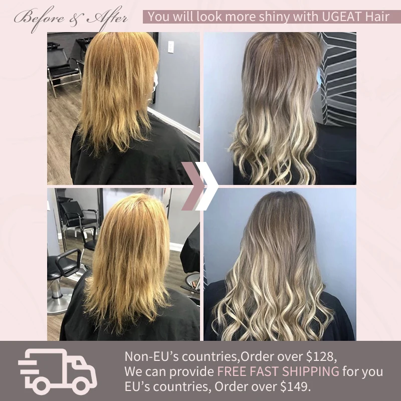 Ugeat Clip In Hair Extensions Человеческие волосы для женщин 100% настоящие человеческие Balayage