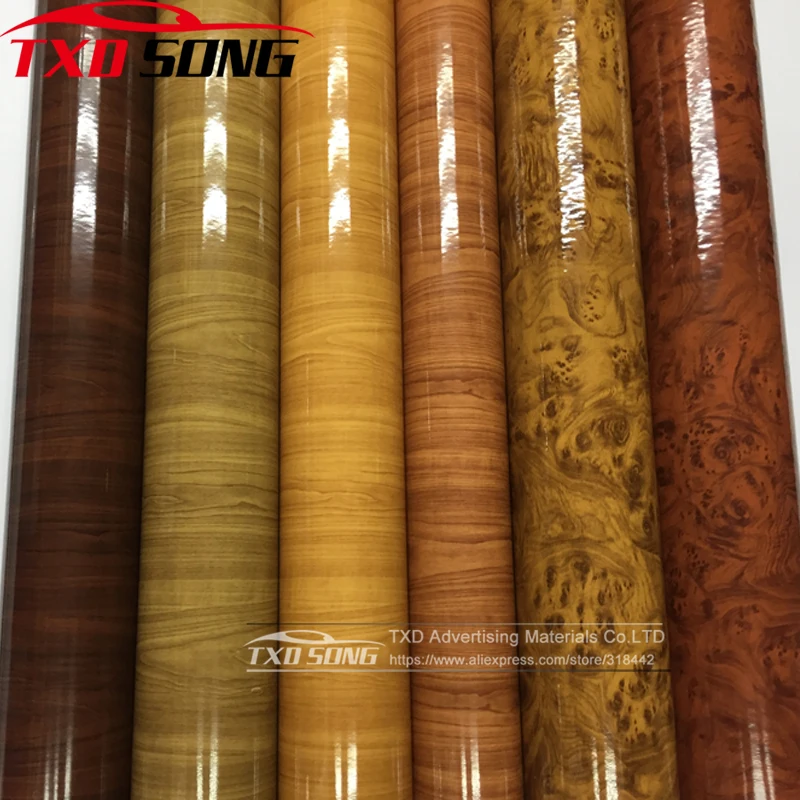 

10/20/30/40/50CMX152CM High Glossy Wood Grain Car Interior DIY Vinyl Sticker Decal Wrap Film