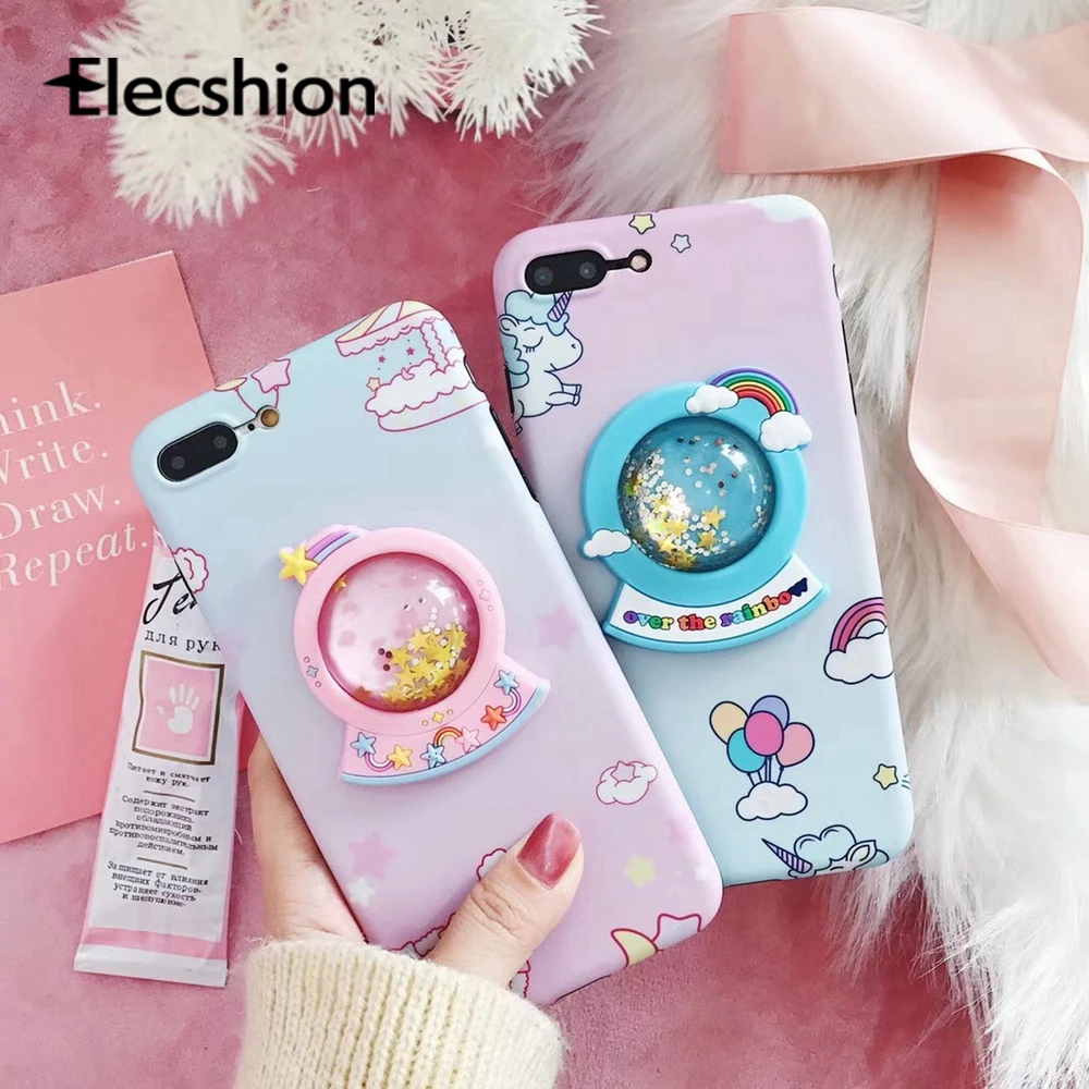 Unicorn Glitter Case For iPhone XR Xs Max Cover Quicksand Coque 7 8 Plus 6 6s Cases Cartoon Soft Bumper Shockproof |
