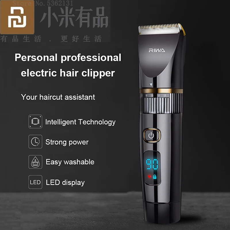 

Машинка для стрижки волос Youpin RIWA с керамическими лезвиями, профессиональная Мужская электрическая машинка для стрижки, машинка для мытья в...