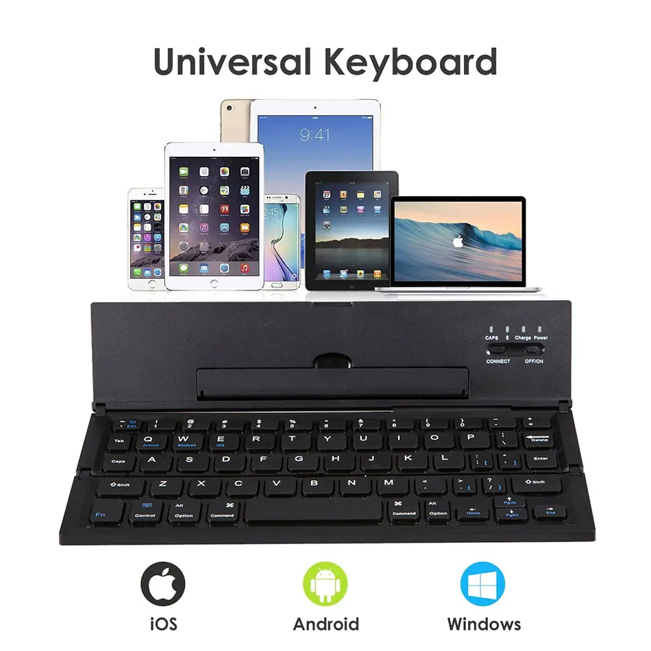 Мини Складная Bluetooth клавиатура с подставкой держатель Ультра тонкая складная