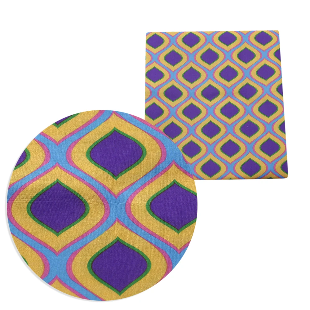 

50*145cm Geometric Polyester Cotton Fabric Patchwork for Tissue Kids Home Textile for Making Cloth Doll Dress Curtain,1Yc12996