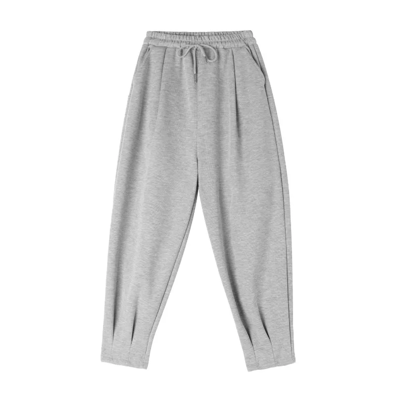 

JXMYY Plus velvet thickening 2020 autumn and winter sports pants women loose-fitting nine-point gray slim casual pants