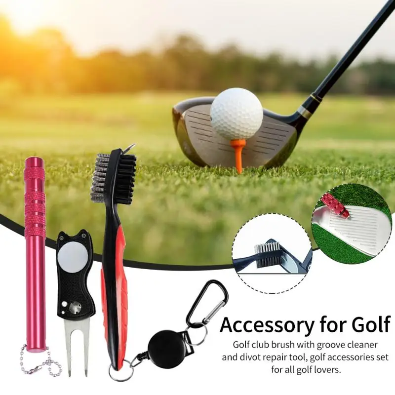 

Portable Golf Club Cleaner Set Sports Cleaning Brush Groove Sharpener Divot Tool Practical Fitness Accessories Multifunction