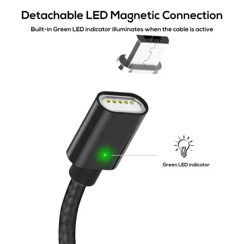 LED Magnetic Cable Micro usb Type C Super Fast Charging Phone Microusb Type-C Magnet Charger c For iphone huawei xiaomi | Электроника